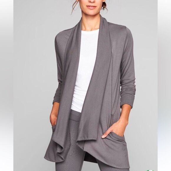 Athleta Sweaters - Athleta Pranayama Wrap Jacket Cardigan Grey Women’s XS